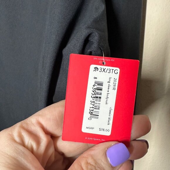 Spanx Suit Yourself Long Sleeve V Neck Bodysuit Womens Size 3X Slimming Shirt - Picture 8 of 10